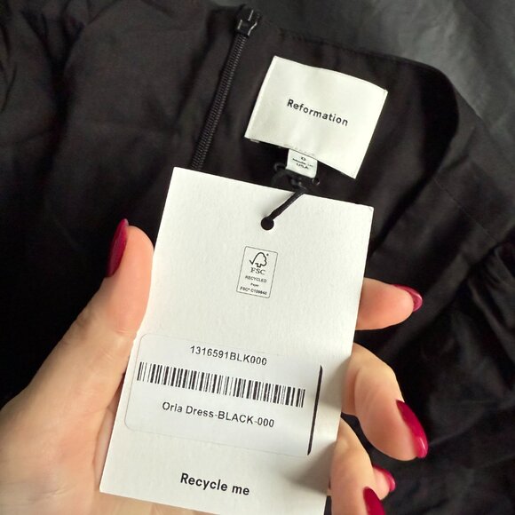 NWT Reformation Oria Midi Dress Sz 0 Black Scoop Neck Basque Waist Long Sleeves - Picture 5 of 11